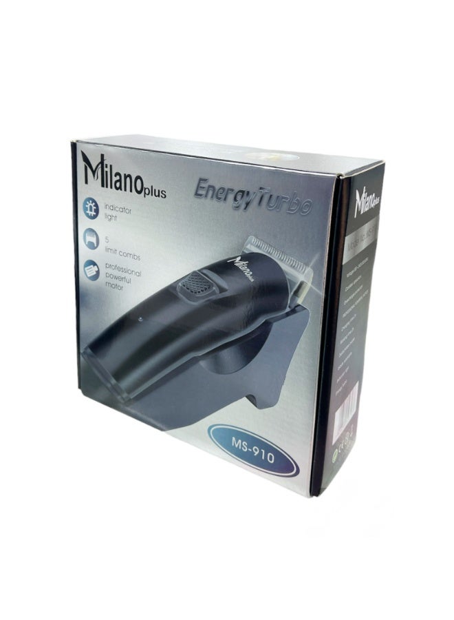 Milano Plus Milano Professional Hair Clipper MS-910 – Cordless & Cord Hair Trimmer for Men, Turbo Motor, 120-Min Battery Run Time, 5 Guide Combs Barber Trimmer, Type-C - Image 2